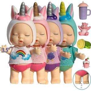 3 4 5 Year Old 3'' Girls Unicorn Mini Dollhouse Baby Doll